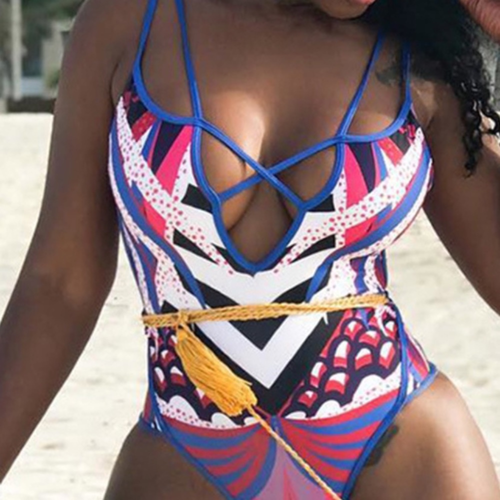 One piece multi color swimsuit in a large.